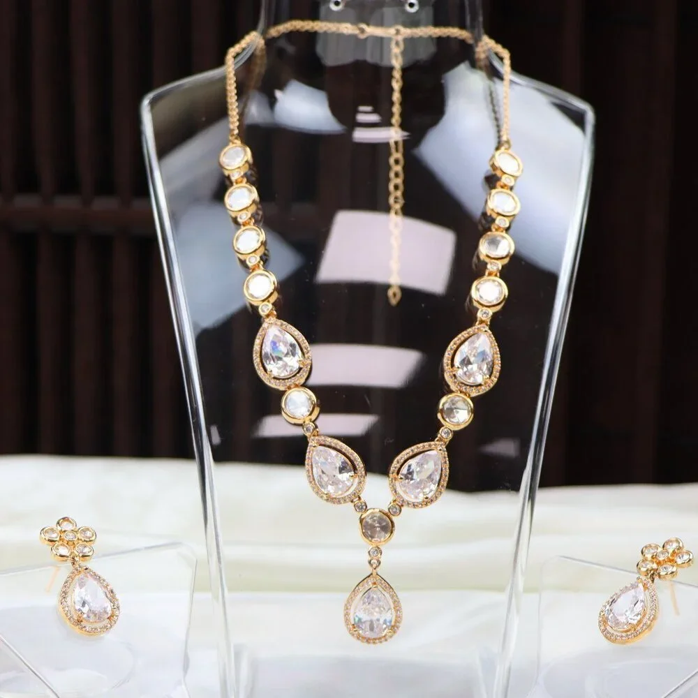 Elegant Teardrop Necklace & Earrings Set , JP29